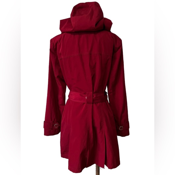 Avanti Belted Double Lapel Red Trench Coat M - Picture 5 of 11